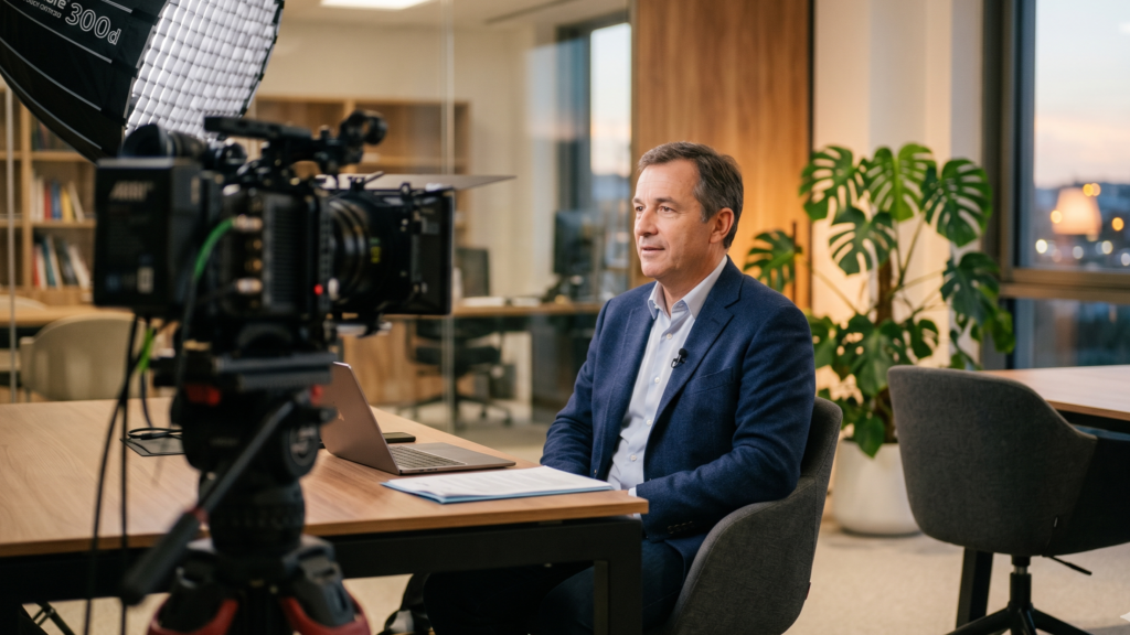 Réussir l’interview filmée de votre dirigeant : la vidéo d’entreprise qui sonne juste